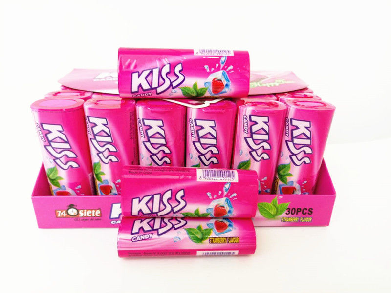Kiss Candy Strawberry With Mint Flavor Compressed Mint Candy Fresh Your Mouth